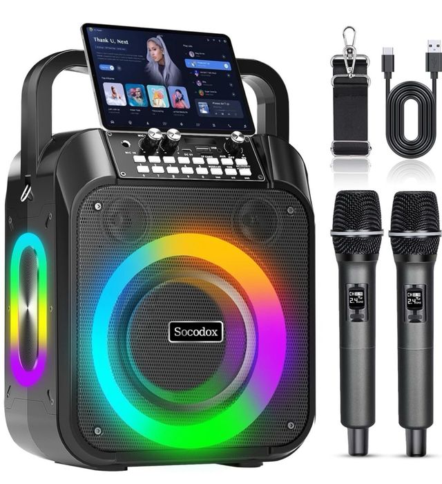 Máquina Karaoke Socodox Negra con Luces LED