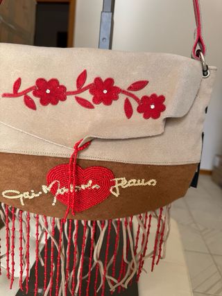 Borsa Gai Mattiolo camoscio beige e marrone