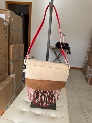 Borsa Gai Mattiolo camoscio beige e marrone