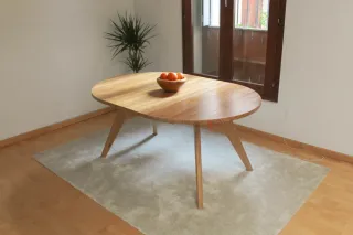 Tavolo rotondo allungabile in legno massello