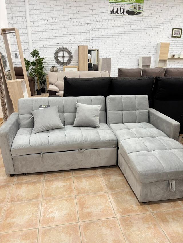 Nuevo!! Sofá Cama Chaiselongue Gris Reversible