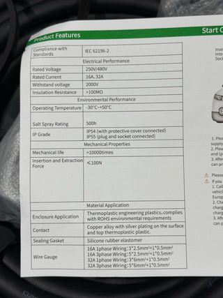 Cable Carga Coche Eléctrico