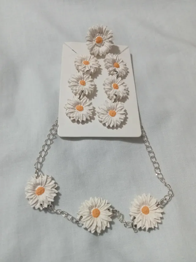 Pendientes y Pulsera Flores Arcilla Polimérica