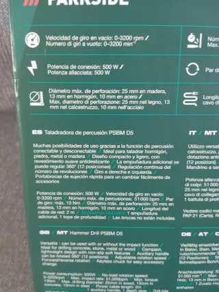 Taladradora Parkside Percusión PMH DS