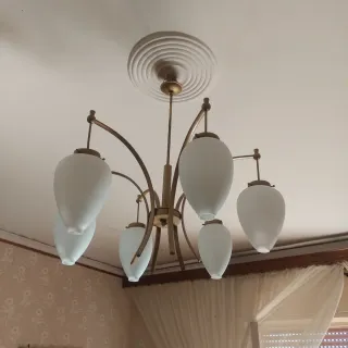 Lampadario vintage anni '60 oro e vetro