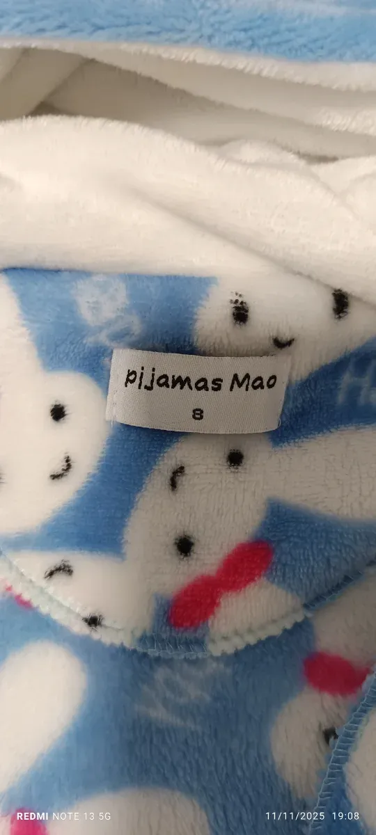 Bata infantil con capucha de conejito Talla 8