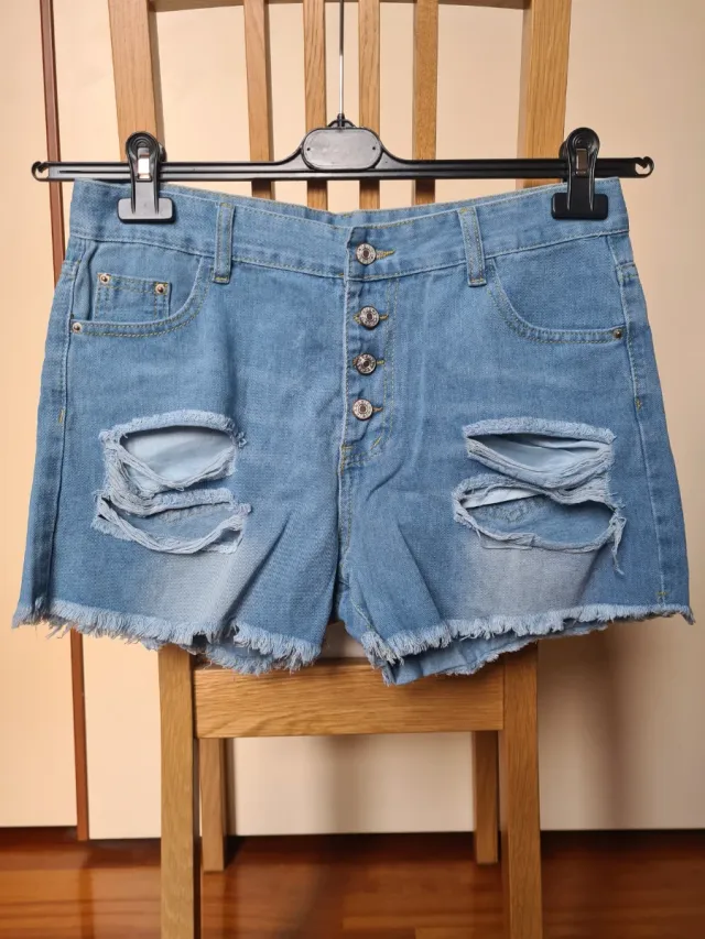 Shorts jeans donna strappati vita bassa nuovi L