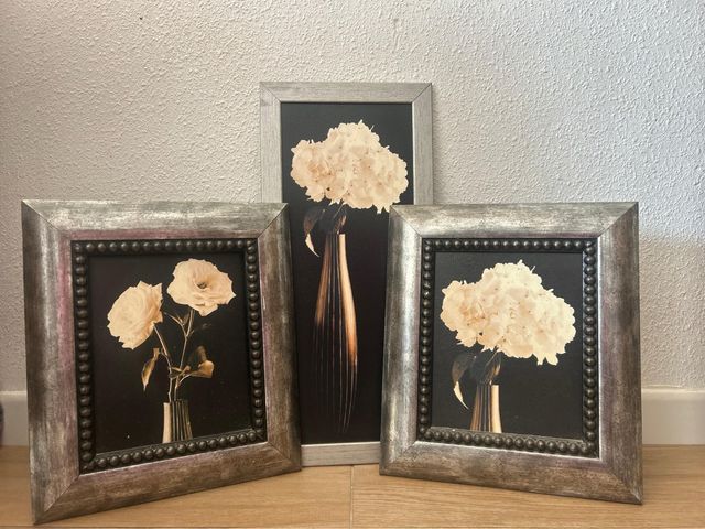 Set 3 Cuadros Flores Decorativos