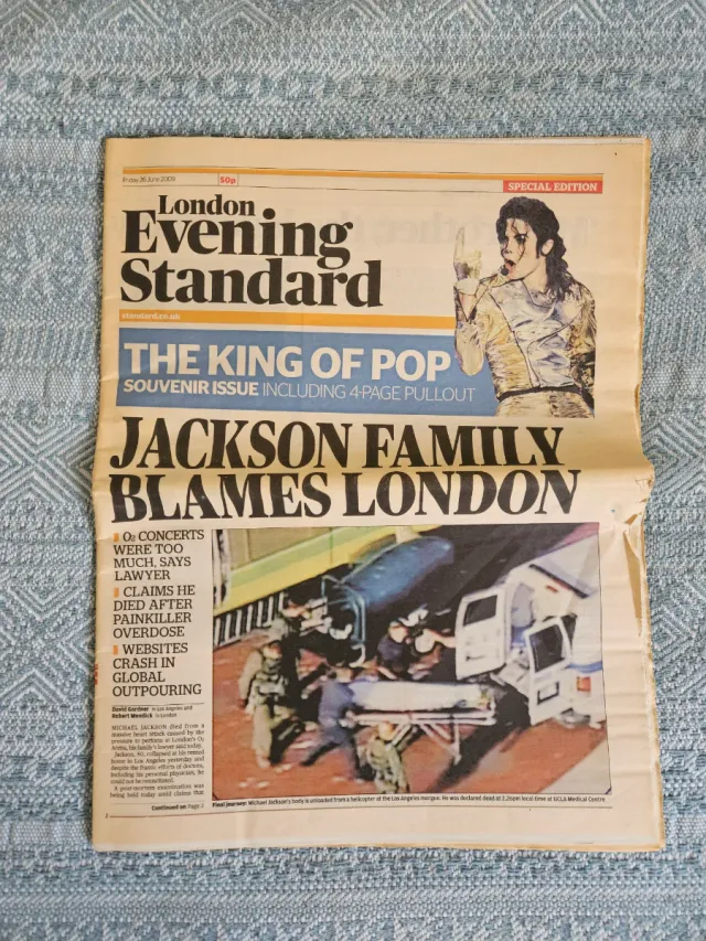Periódico London Evening Standard Michael Jackson