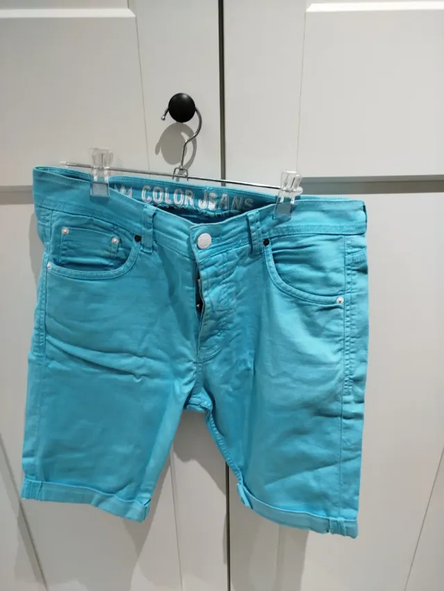 Pantalón corto Blanco azul turquesa