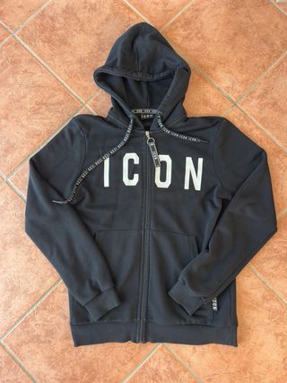 Felpa ICON nera con cappuccio