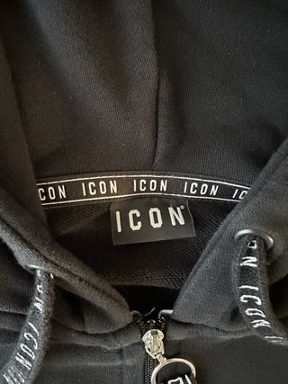 Felpa ICON nera con cappuccio