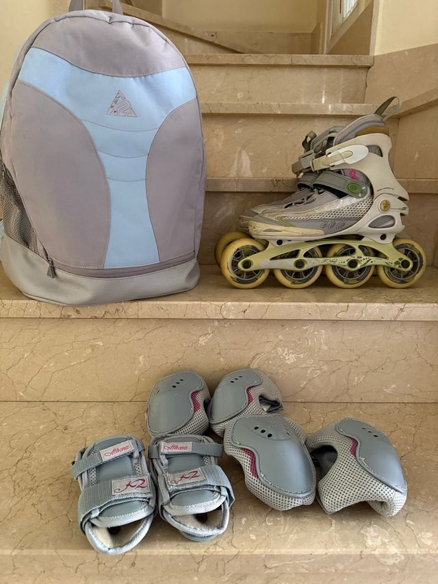 Patines K2 con protecciones y mochila