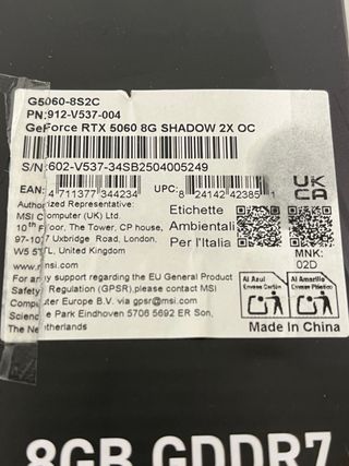 MSI GeForce RTX 5060 Shadow 2X OC