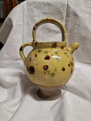 Brocca terracotta maiolicata Sec. XIX H. 28