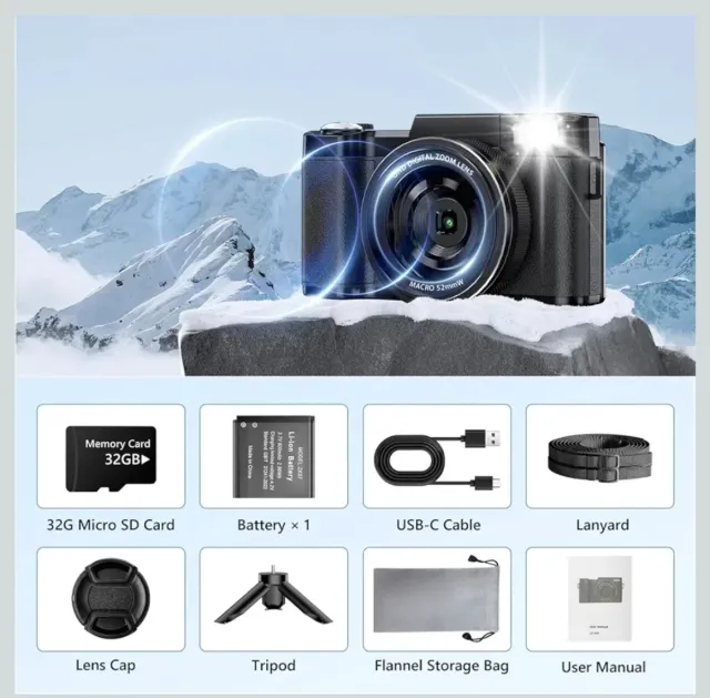 Cámara Digital 5K 64MP Zoom 18X Vlogging