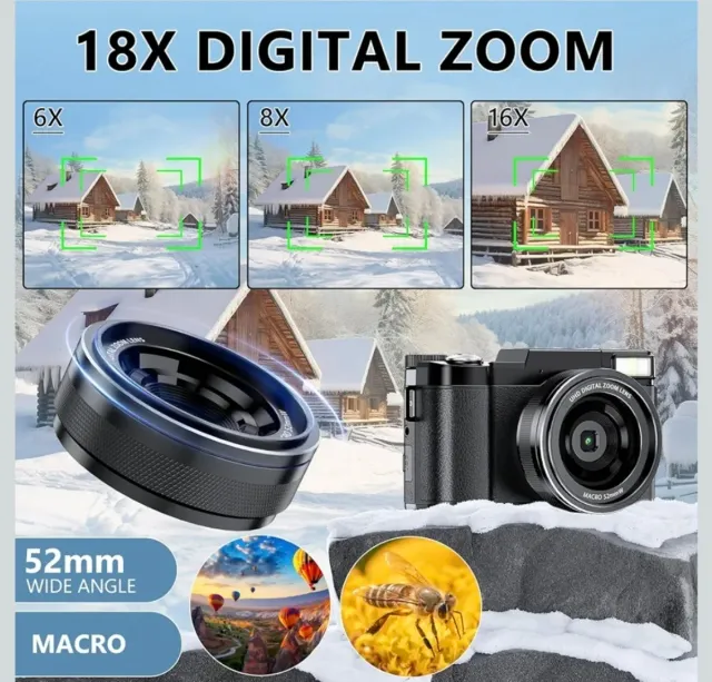 Cámara Digital 5K 64MP Zoom 18X Vlogging