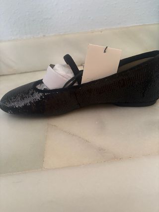 Bailarinas Zara negras con brillo