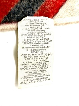 Bufanda Gucci Beige con Rayas Rojas y Azules