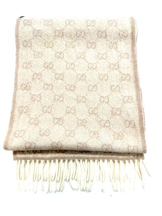 Bufanda Gucci Beige con Rayas Rojas y Azules