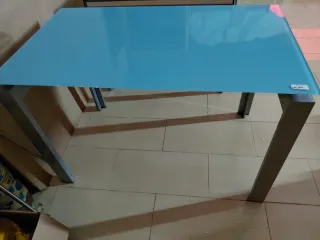 Mesa de cocina cristal azul 120x70