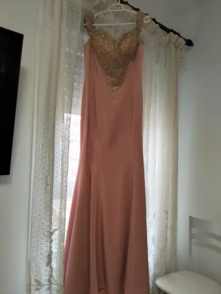 Vestido de fiesta rosa y dorado talla 44