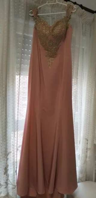 Vestido de fiesta rosa y dorado talla 44