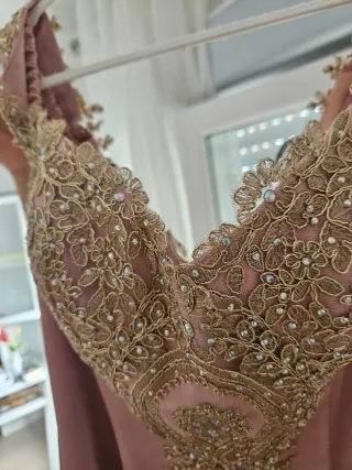 Vestido de fiesta rosa y dorado talla 44