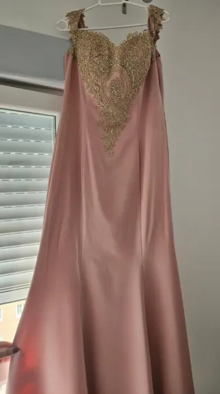 Vestido de fiesta rosa y dorado talla 44