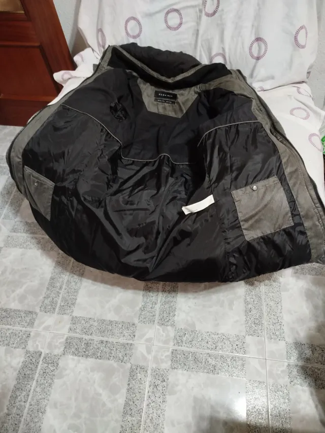 Parka efecto ante gris Zara Talla L
