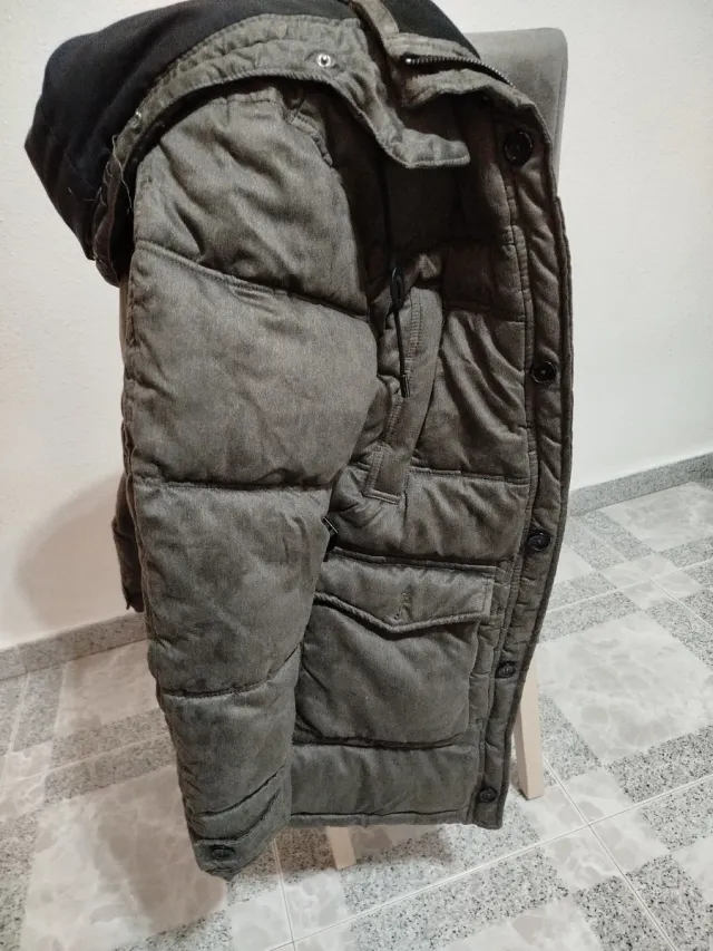 Parka efecto ante gris Zara Talla L