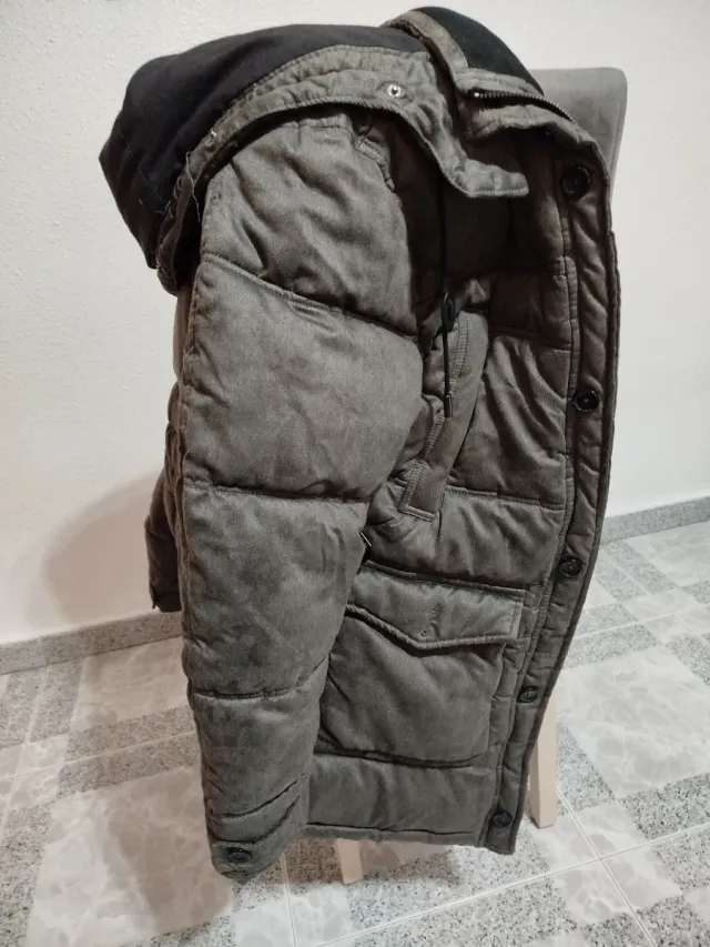 Parka efecto ante gris Zara Talla L