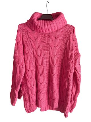Jersey Fucsia Cuello Alto Trenzado Talla Única