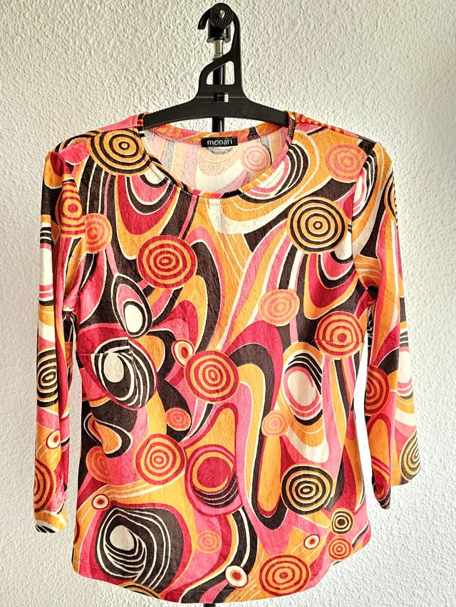 Blusa Monari manga larga estampada