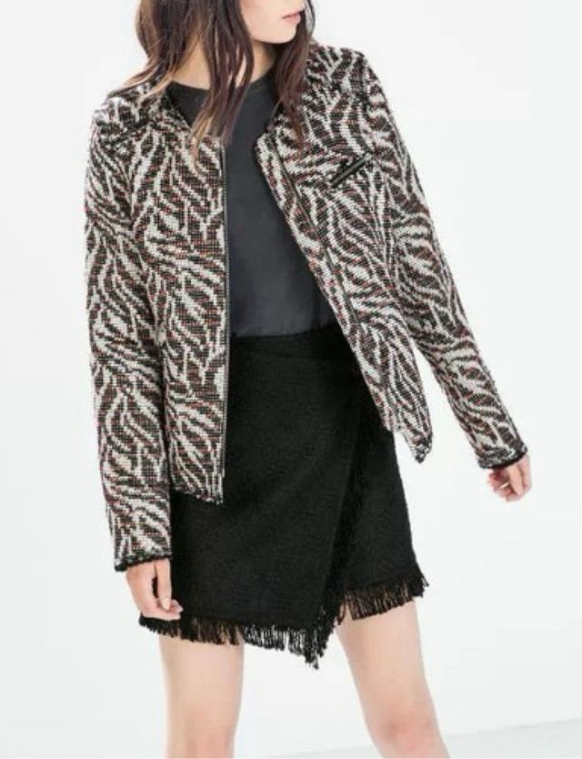 Chaqueta Zara Tweed Estampada