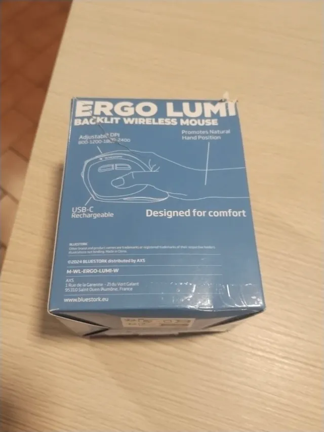 Mouse Ergo Lumi Recarregável Bluetooth 2.4GHz