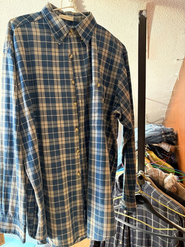 Camisa Timberland cuadros azul y beige Talla M