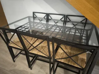 Mesa comedor cristal ikea y 6 sillas