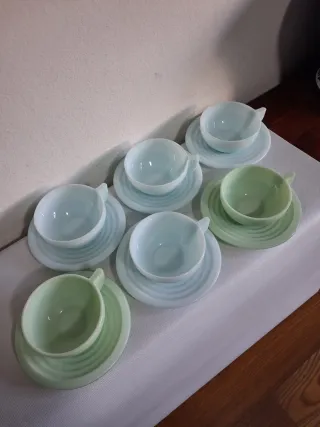 6 tazzine opalina stile deco'