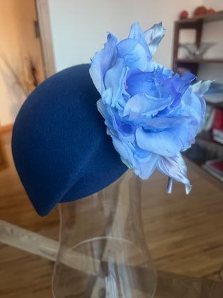 Spilla fiore seta blu e viola