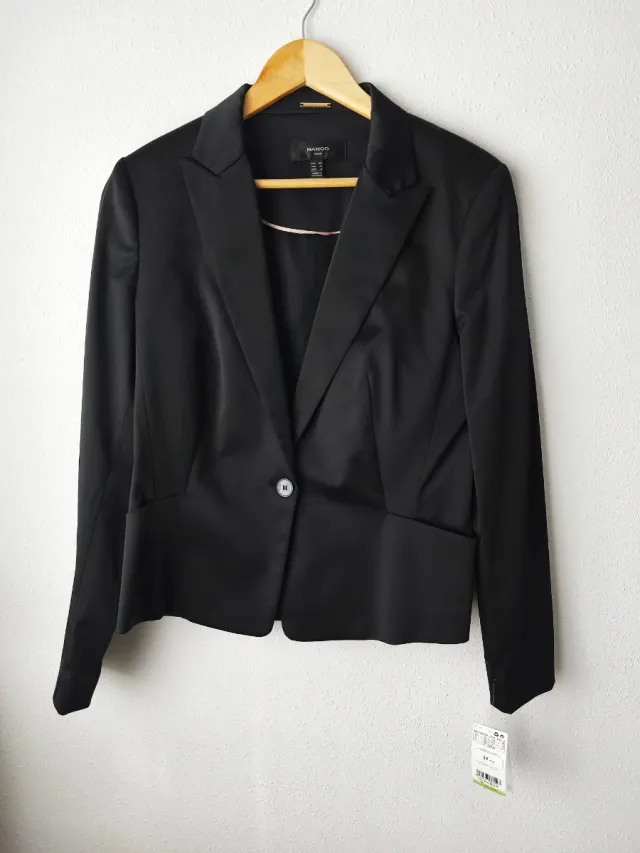 Americana blazer negra mujer Mango