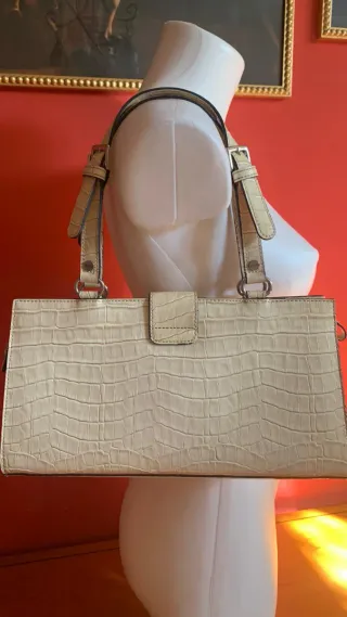 Borsa Guess vintage beige effetto coccodrillo