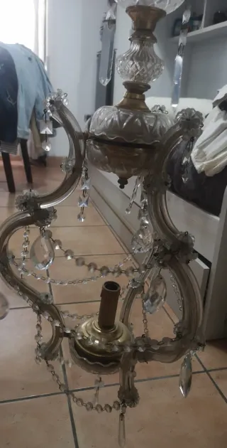 Coppia Lampadari Oro e Vetro