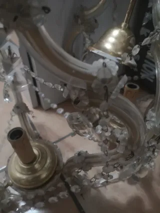 Coppia Lampadari Oro e Vetro