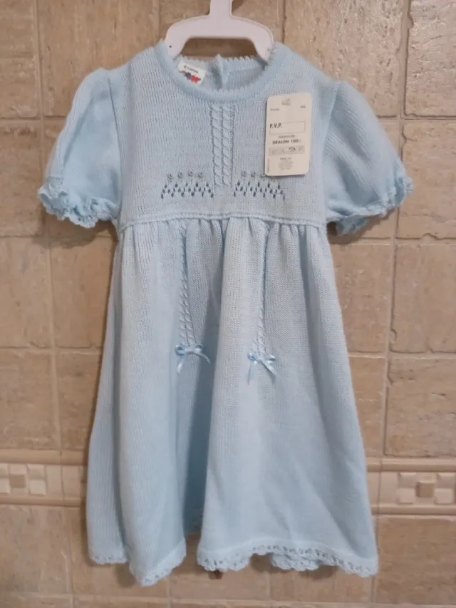 Vestido bebé punto azul sin estrenar
