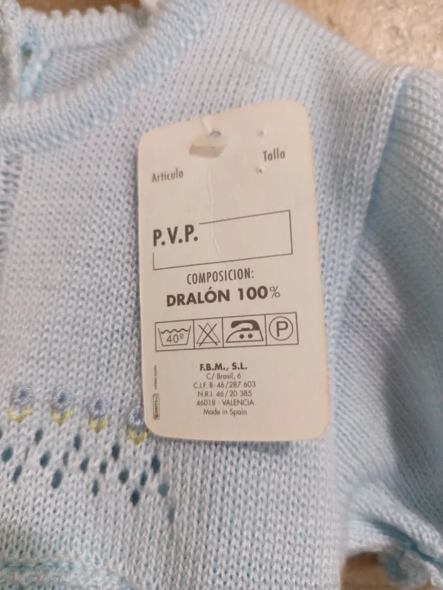 Vestido bebé punto azul sin estrenar