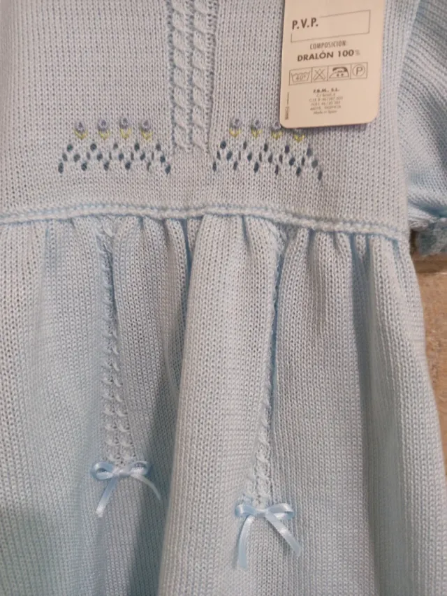 Vestido bebé punto azul sin estrenar
