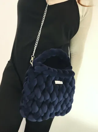 Borsa blu navy chunky canestro
