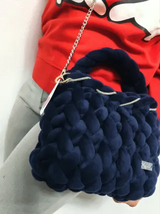 Borsa blu navy chunky canestro