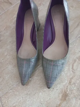 Zapatos de tacón a cuadros talla 37, tacón 5.5cm